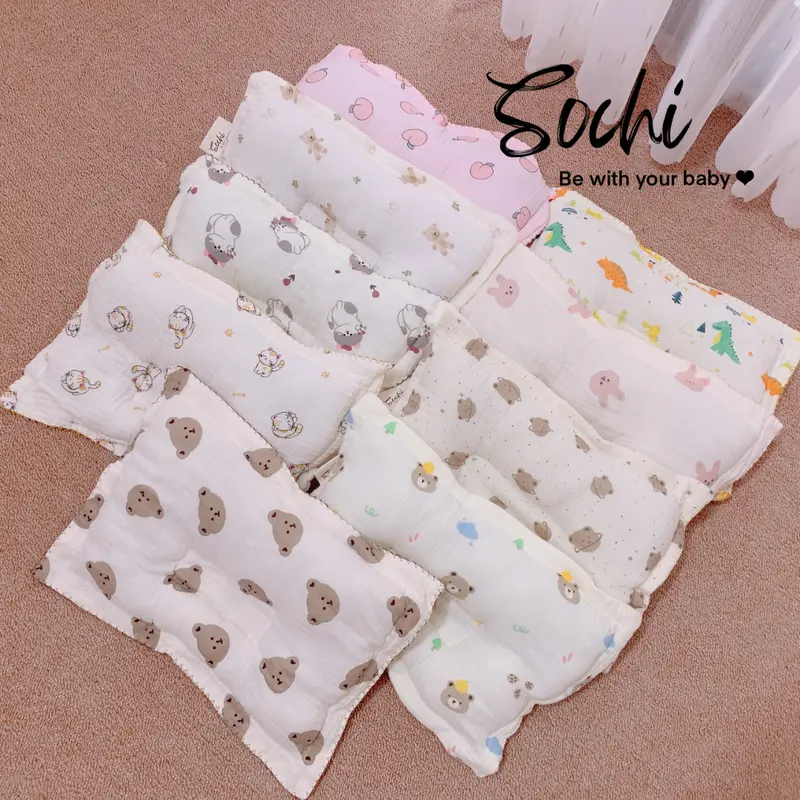 Gối chống bẹp đầu vải xô muslin cho bé 0