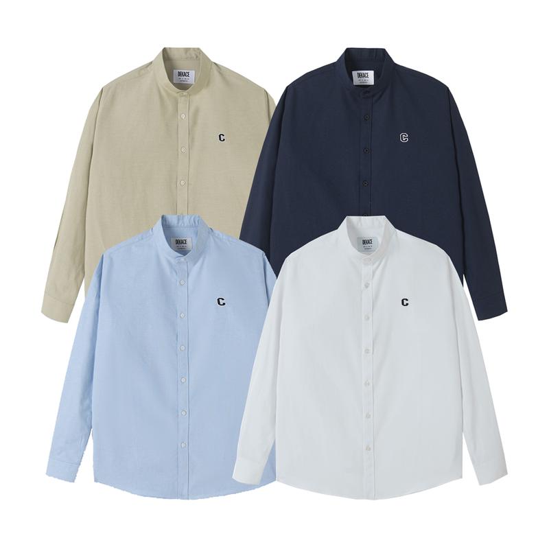  Áo Sơ Mi Dekace Premium Oxford Shirt Thêu Logo C Cổ Tàu Trơn 