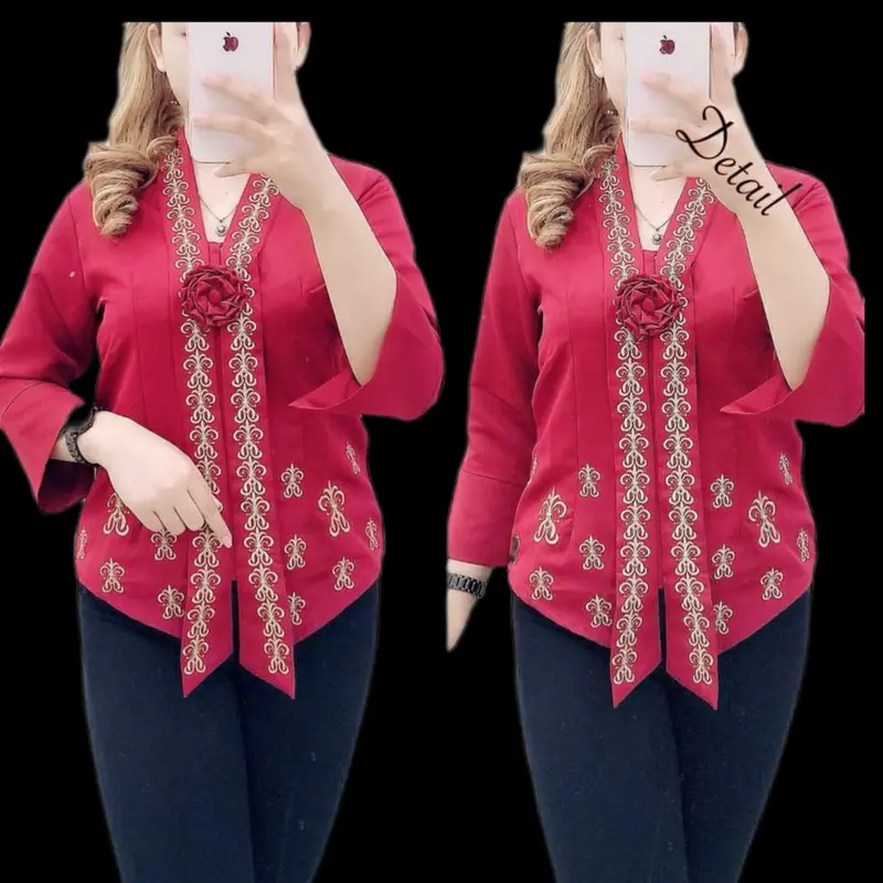 Terbaru Atasan Kebaya Bordir Modern Merah Maroon Hitam  Cerah / Kebaya  Mewah / Kebaya wisuda 2