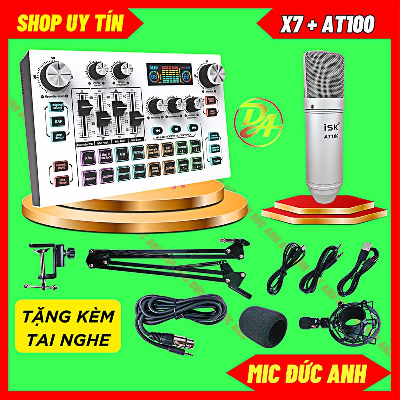 Bộ Sound Card X7 Mic AT100 Loại 1 Đời Mới Chuyên Thu Âm, Livestream Các Nền Tảng MXH