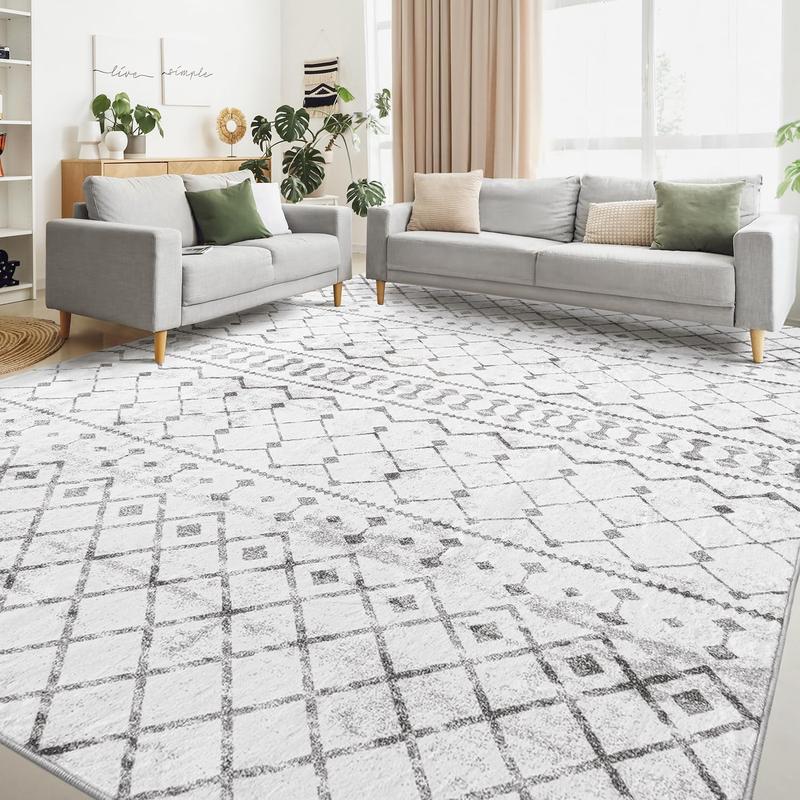 Boho Style Geometric Pattern Carpet, Non-slip Soft Durable Carpet, Decorative Area Unique Rugs for Home Living Room Bedroom, Home Decor 1