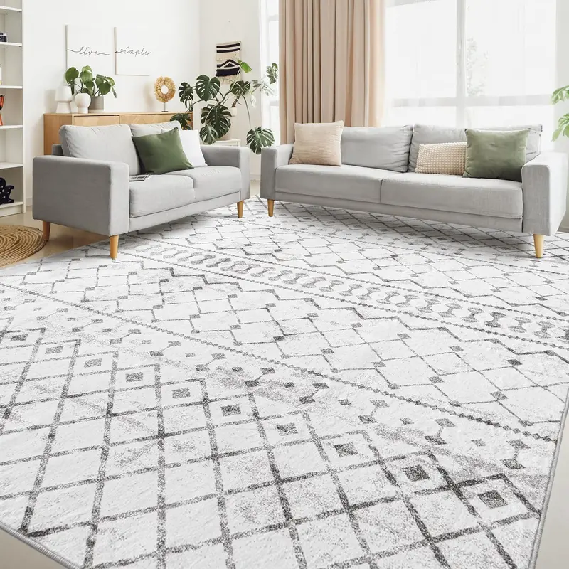 Boho Style Geometric Pattern Carpet, Non-slip Soft Durable Carpet, Decorative Area Unique Rugs for Home Living Room Bedroom, Home Decor 0