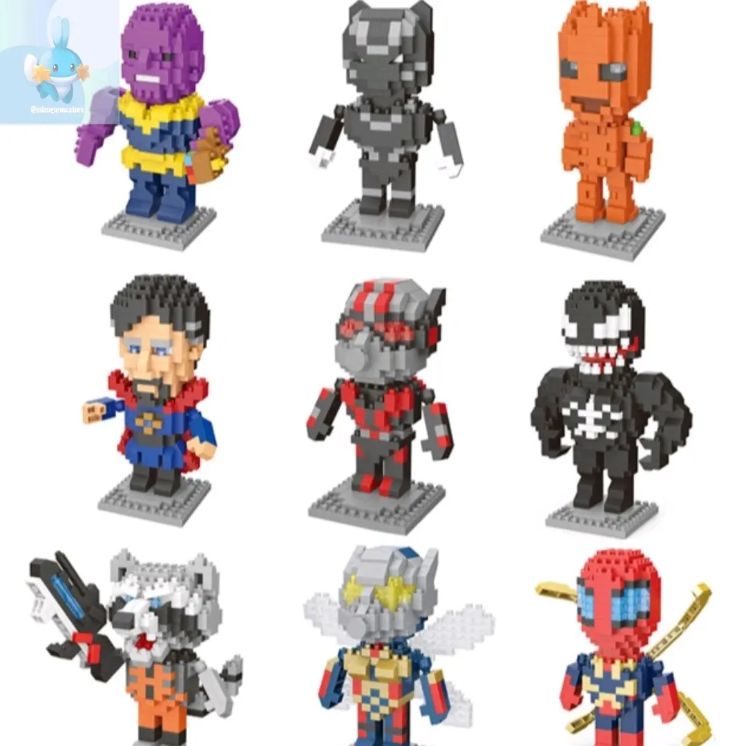 Mizugorou Bricks Karakter Super Hero Marvel Set Hadiah Beranekaragam Mainan Anak 3D Mainan Edukasi Beraneka Warna Mainan Balok Bangunan Anak Mainan Plastik Toys