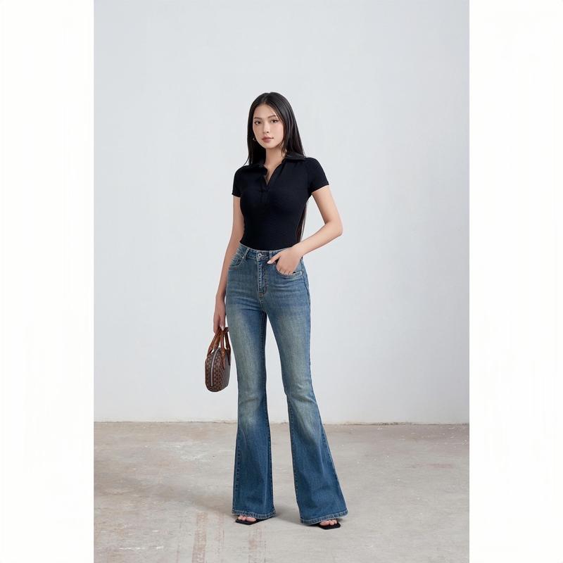ÁO TĂM CỔ ĐỨC V MỞ THIẾT KẾ CO GIÃN CỘC TAY Nữ Women Top Tay Zaplang che bắp tay, dáng hack eo  Voi Voan Kem 8