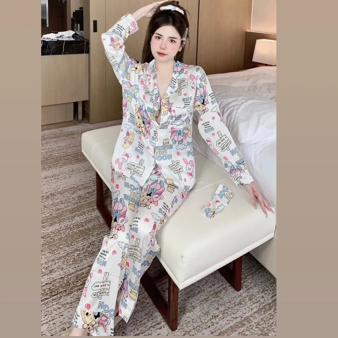 Đồ bộ mặc nhà  ( Kèm bịch mắt) lụa Latin hoạt hình Nữ Women
