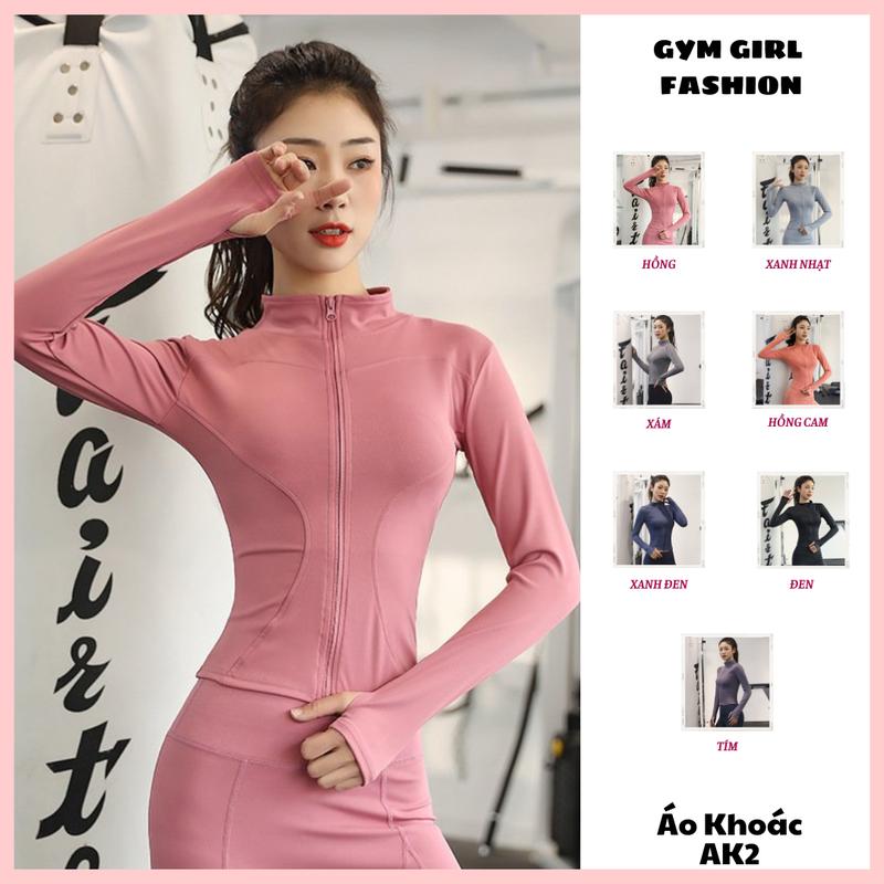 Áo Khoác Mã AK2 Áo Khoác Tập Gym Yoga Nữ Ôm Body Dài Tay Co Giãn Thoáng Khí Tôn Dáng Sport Top
