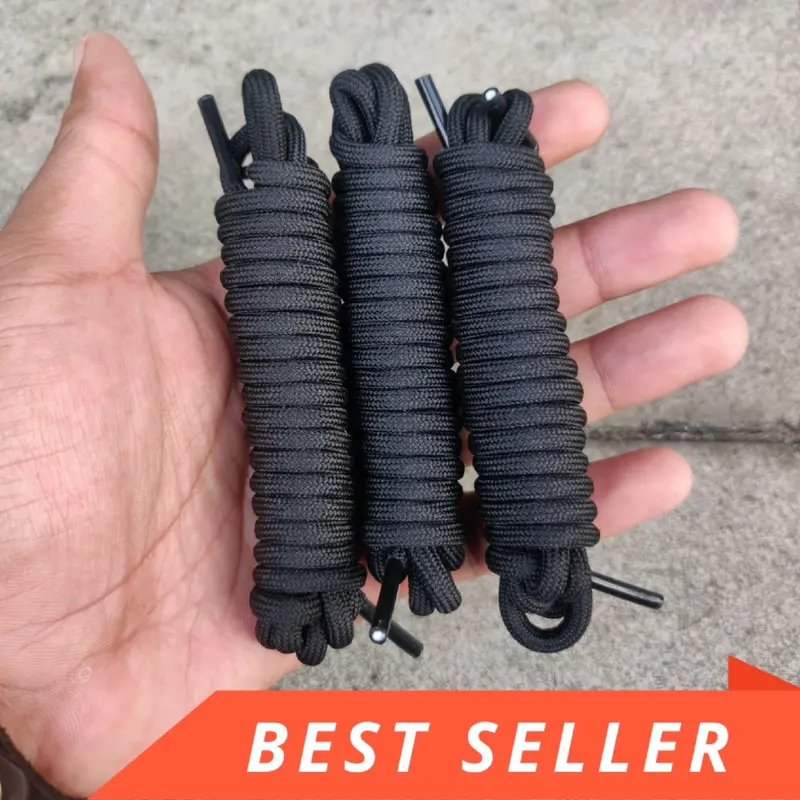 Tali Sepatu Safety Replacement / Premium Shoelaces Bulat Hitam Shoe Pria 4