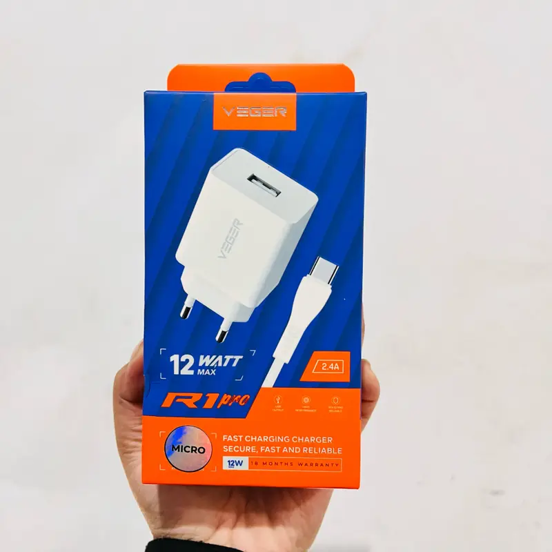 VEGER Wall Charger R1 Pro Single Port 2.4A 12W Type C & Micro USB 1