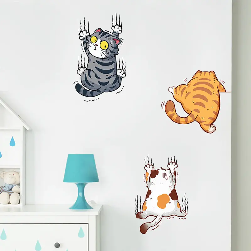 3Pcs Stiker Kucing Jatuh Stiker Mobil Lucu Keren / Sticker Cute Cat Cutting Sticker Mobil Kucing Jatuh Stiker Bumper Mobil Keren Lucu 5