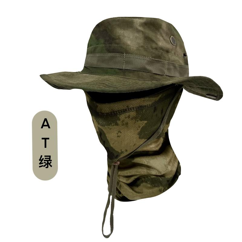 Camouflage round-edged hat Benny hat, long-distance hiking and fishing, outdoor sports, sun protection, UV protection, plaid brim and face, adjustable Benny hat and mask 5