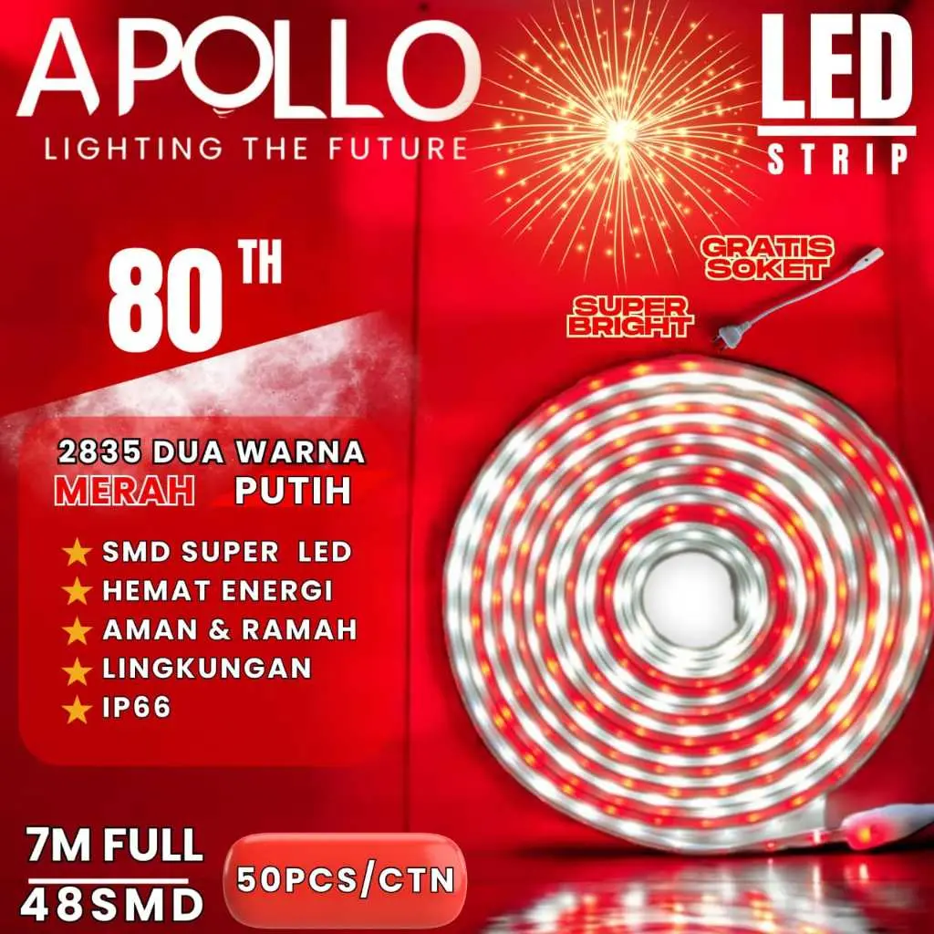 Strip light / Lampu Selang Tinggal COLOK langsung nyala Warna Warni / Merah Putih Kelap Kelip 5 / 7 / 10 / 15 / 20 Meter