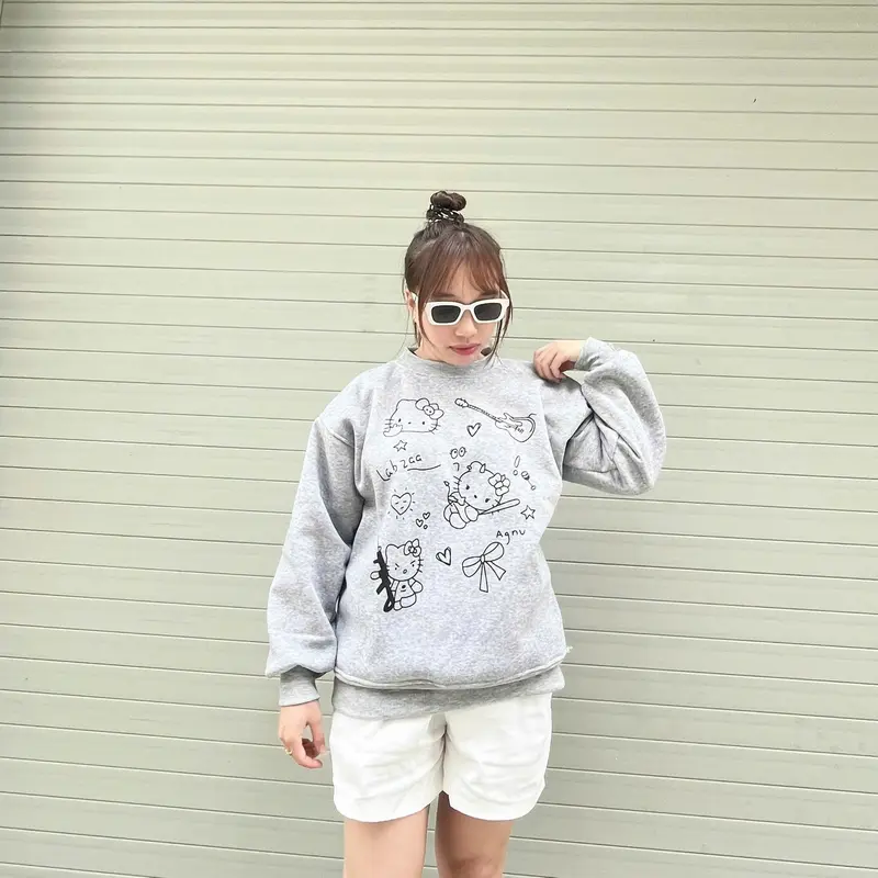 Áo Nỉ nam nữ Xám form rộng đẹp ,ao sweater Hello Kitty in hình cute mùa đông local brand 0