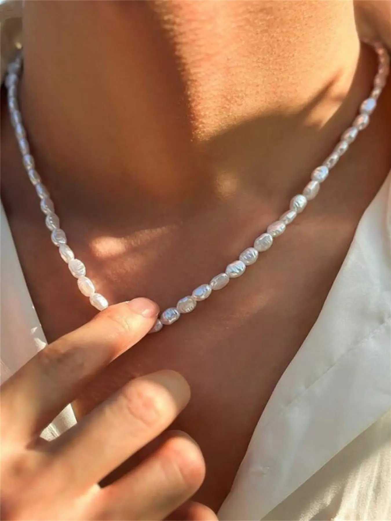 Baroque Pearl Beaded Necklace for Summer 2025, Clavicle Chain Choker, Necklace Jewelry for Women Men Date Gift Daily Use without Box Gift, Mother's Day Gift