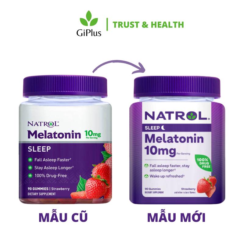 Kẹo Dẻo Hỗ Trợ Giấc Ngủ Ngon Natrol Gummies Melatonin 10mg Strawberry Hương Dâu