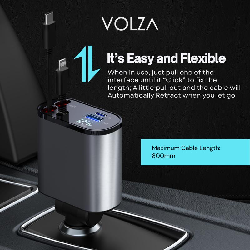 Product Introduction of Volza Retractable Charger (4in1) Kabel Fast Charging Cable Adaptor Aluminium Panjang iphone 18