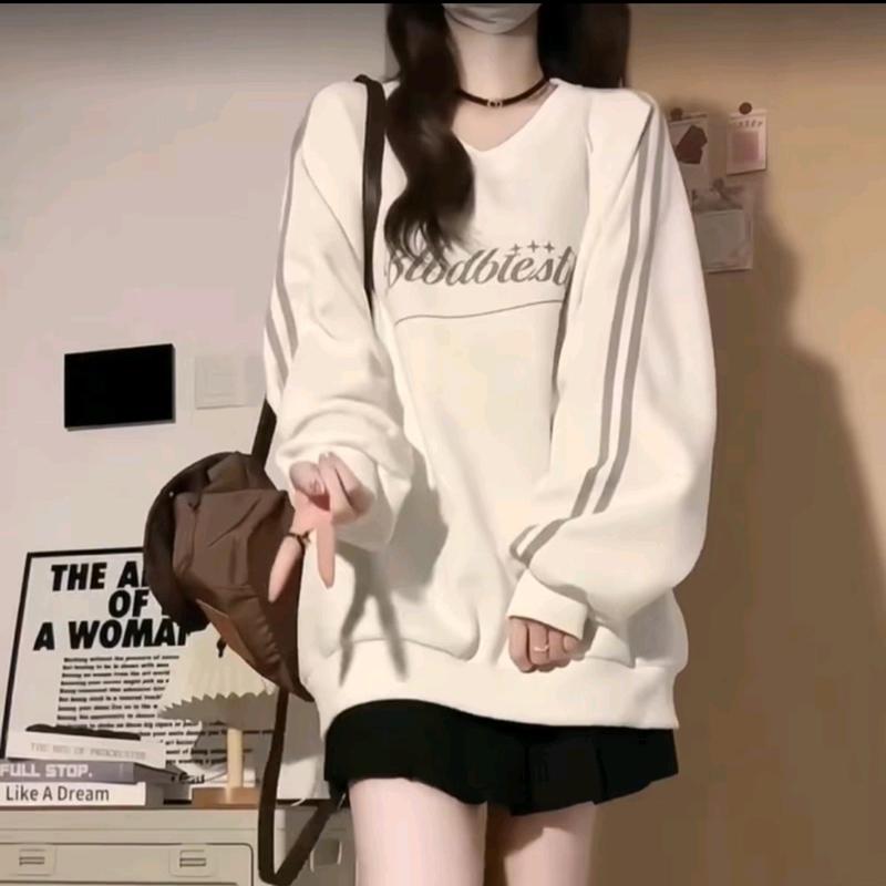 Áo Hoodie Nỉ Bông Form Rộng Nam Nữ Sweater Cổ Tim Tay Dài