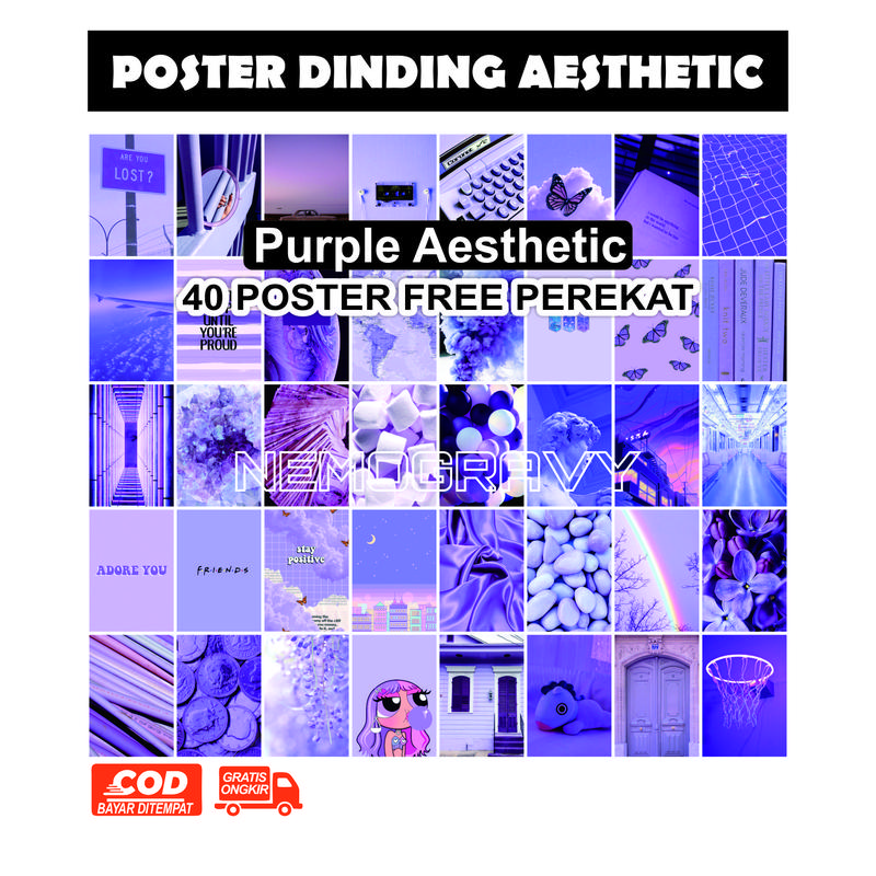 Poster Dinding Kamar Aesthetic PURPLE COLOR  UNGU Series 40 poster 0