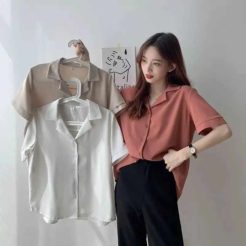 Short Sleeve 2021 New Thin Women's Shirt Inspirational Design Stylish Niche Summer Short Girlish Style Chiffon Top