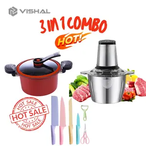 Vishal Combo 3in1 [COD] Panci Presto + Blender Penggiling Daging Stainless + Pisau Set 6in1