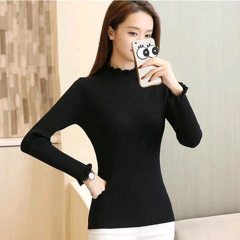 Sweater Turtleneck Rajut / Atasan Kriwil Rajut / Kerah Tinggi 3