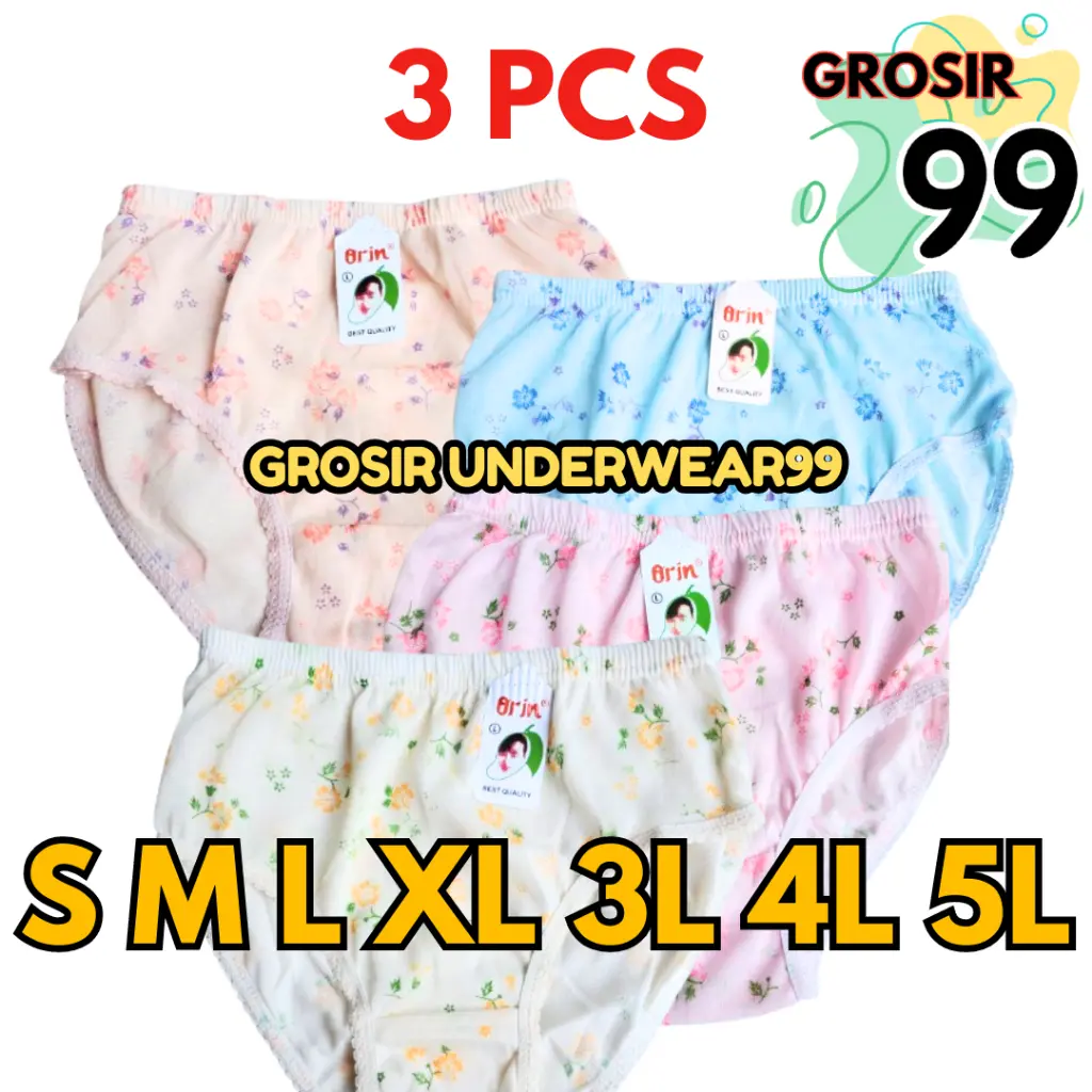 3 PCS Celana Dalam Wanita ORIN Murah Motif Bunga GROSIR99