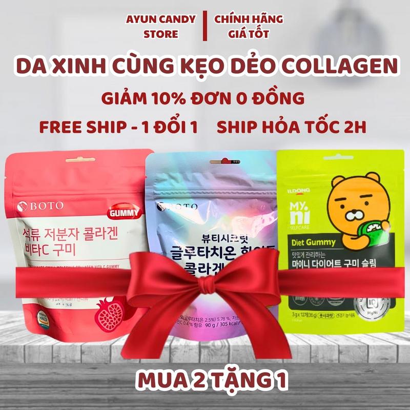 [MUA 2 TẶNG 1] Kẹo Dẻo Collagen Gummy BOTO HƯƠNG CHANH VÀ LỰU - BỔ SUNG COLLAGEN LÀM ĐẸP DA