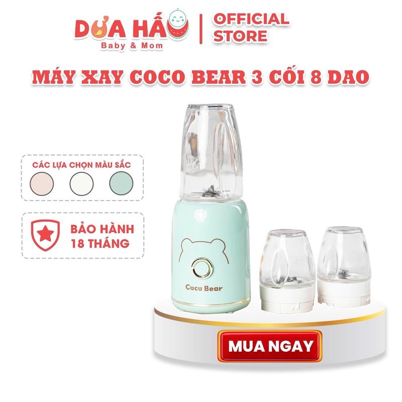 Máy Xay Đa Năng 3 Cối Thuỷ Tinh CoCo Bear Xay Sinh Tố, Hạt, Thịt, Rau Củ,... Chế Biến Ăn Dặm Cho Bé Tiện Lợi