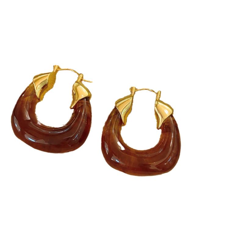 Maillard Amber European and American Exaggerated and Personalized Fashionable Vintage Circle Earrings U-Shaped Earrings Women's Niche High-Grade Earrings 4