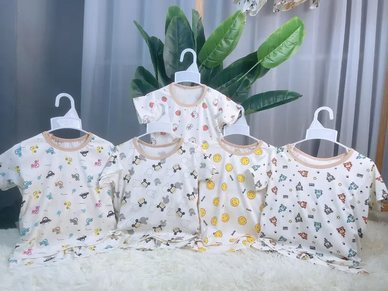 3 Bộ Đồ Cho Bé Chất Vải Tăm Lạnh Thoáng Mát In Họa Tiết Dễ Thương 1