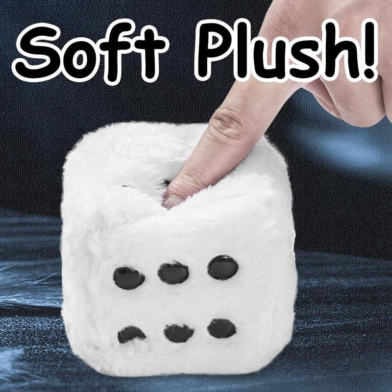 Creative Plush Dice Design Car Hanging Decoration, 1 Pair Soft Dice Car Mirror Hanging Ornament, Car Interior Accessories 7