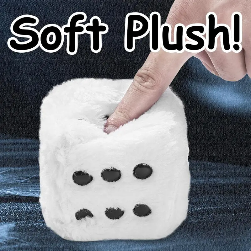 Creative Plush Dice Design Car Hanging Decoration, 1 Pair Soft Dice Car Mirror Hanging Ornament, Car Interior Accessories 3