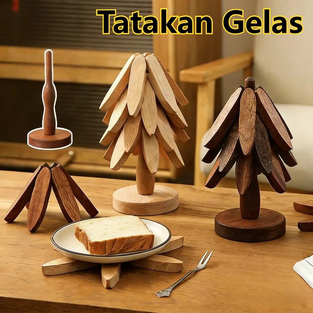 Estetik Pohon Insulated Coasters Alas Tatakan Panas Lipat Tatakan Panci Taha Panas Anti Licin Alat Tatakan Makanan Folding Pot