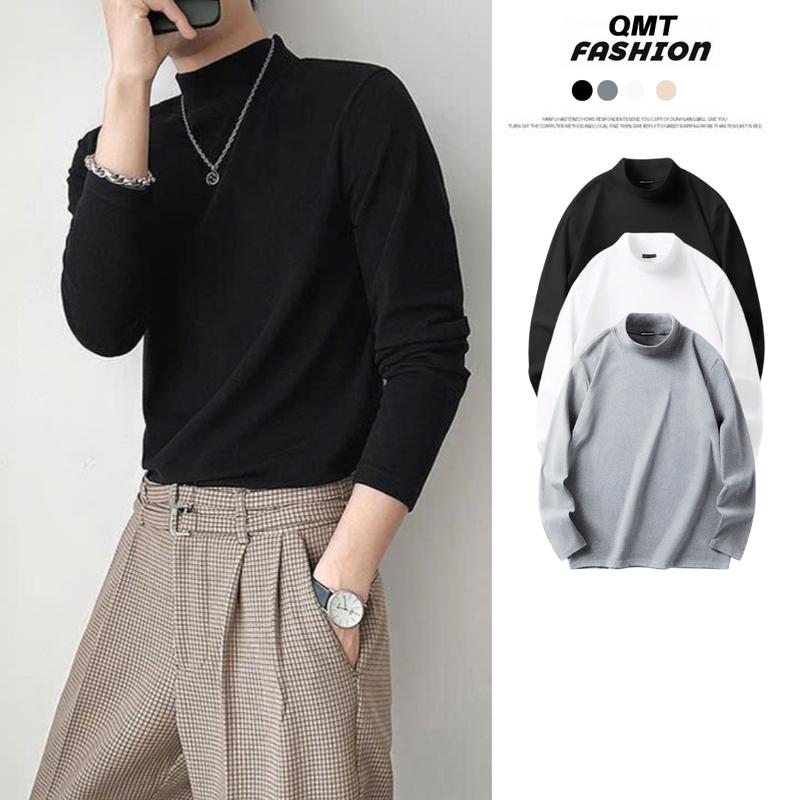 Áo giữ nhiệt   nam tay dài lót nỉ lông cừu chất thun cotton co giãn đa chiều mềm mị không bai nhão, áo thun nam có cổ Menswear Cổ Tròn