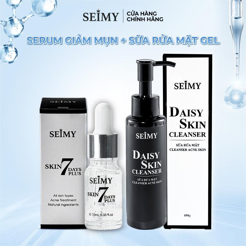 Combo Serum Hỗ Trợ Da Mụn Thâm SEIMY - Skin 7 Days Plus Kèm Sữa Rửa Mặt Daisy Skin Cleanser Skincare