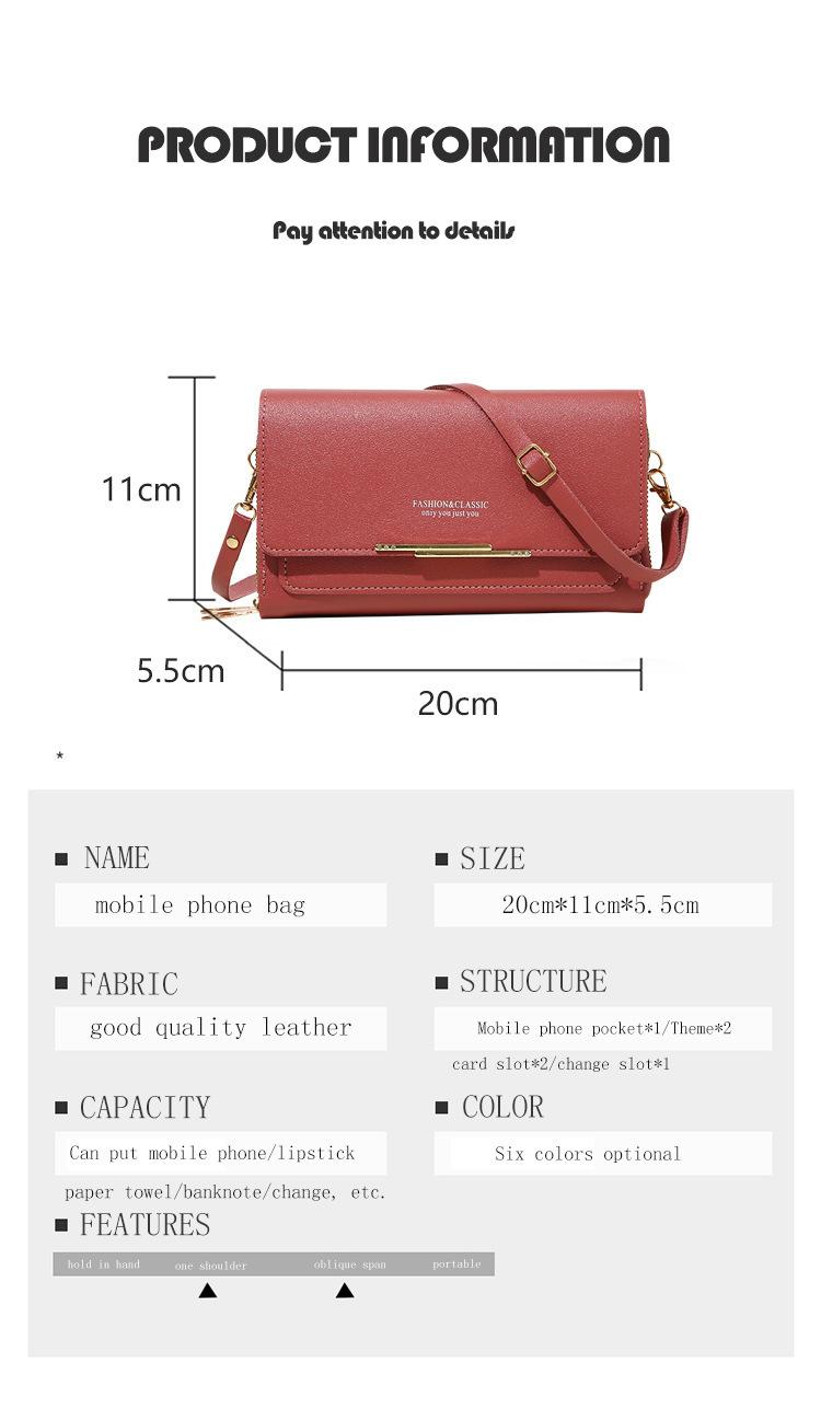 Product Introduction of Túi Đeo Chéo / Đeo Vai Nữ, Chất Liệu Da PU, Kiểu Ví, Có Ngăn Đựng Điện Thoại Di Động Nhỏ Và Nhẹ, Dễ Mang Theo, 8870 24
