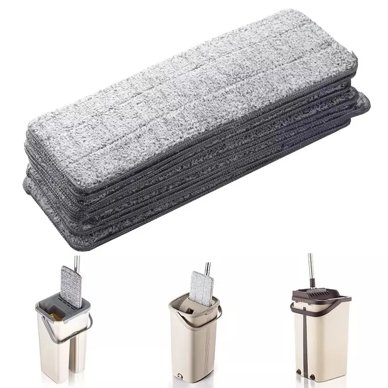 Miếng Đệm Thay Thế Bằng Sợi Nhỏ, Vải Lau Đẩy Bụi, Cho Cây Lau Nhà Bóp Phẳng, Dễ Sử Dụng Và Vệ Sinh 1