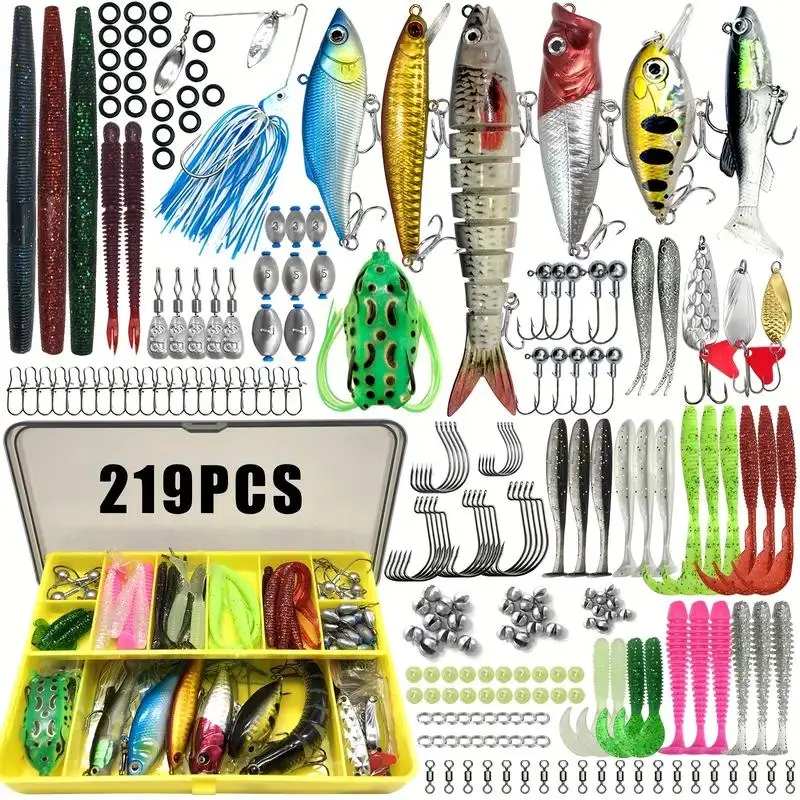 Fishing Lure Set, Artificial Fishing Bait with Storage Box, Fishing Accessories for Bass, Trout, Salmon, Outdoor Fishing Gear