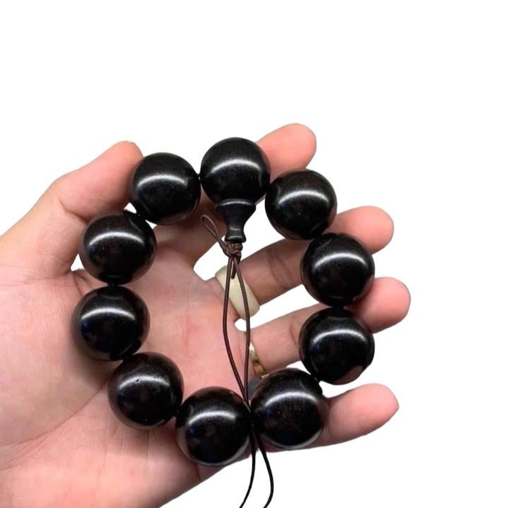 Vòng tay gỗ mun sừng chìm nuớc đen bóng size 6-20 mm phong thuỷ trang sức  Đeo Tay Phụ Kiện Hoa 6