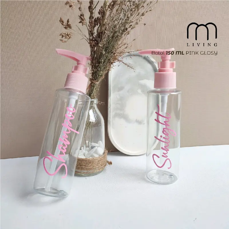 Botol Sabun Cair Travel 150ml PINK TRANSPARAN & PUTIH  GLOSY 2