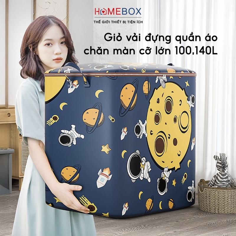 COMBO 3 Túi Đựng Quần Áo Chăn Màn Vải Chống Nước Giỏ Đựng Quần Áo Gấp Gọn Cỡ Lớn 100L 140L Tiện Lợi Rổ 