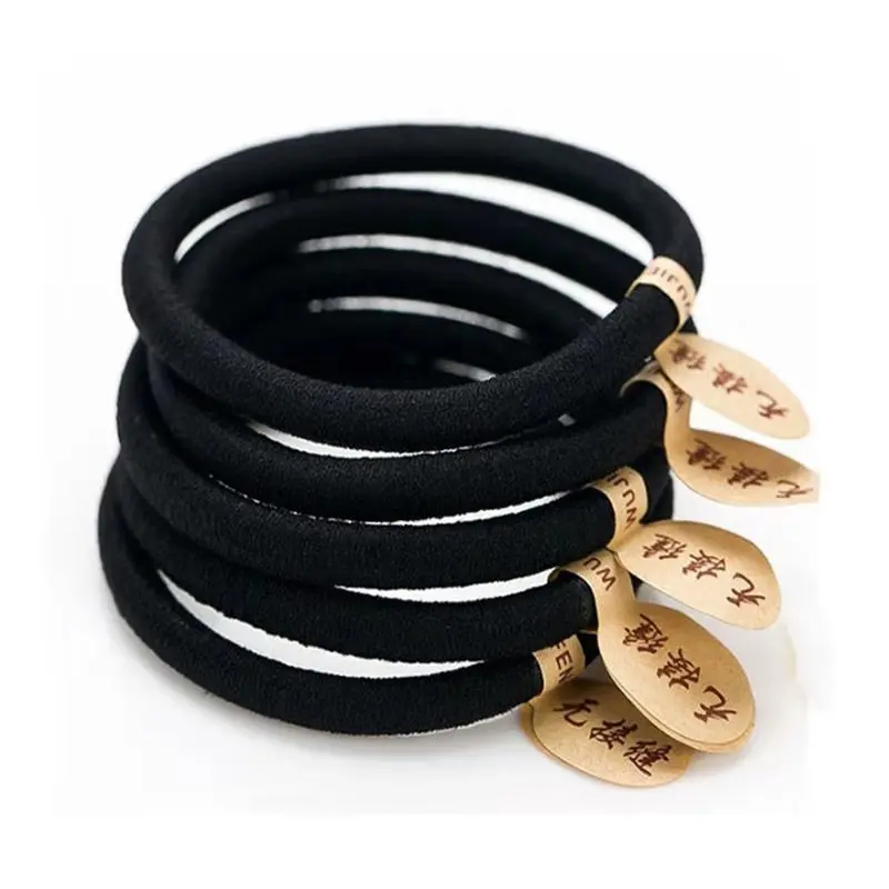 Dây Cao Su Đàn Hồi Cao, Chất Liệu Nylon, Scrunchies Màu Đen Dày, Dây Buộc Tóc, 2 Nhân Dân Tệ, Nhãn Hàng Hàn Quốc, Dây Cao Su Cuft Hàng Đầu, Thích Hợp Cho Tóc Nữ Chun Women
