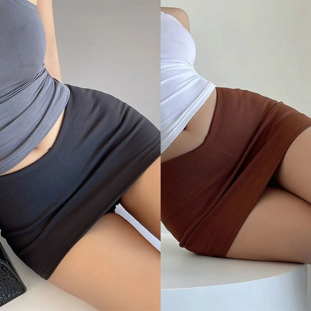 Women V-Shape Low Waist Solid Slim Fit Bodycon Mini Skirt Casual Versatile Sexy