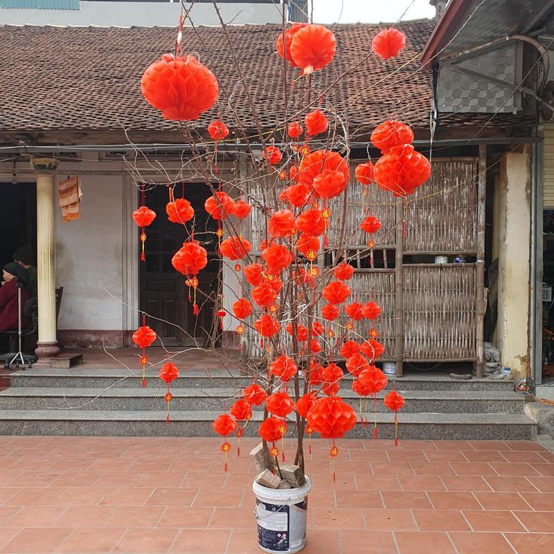 100 Đèn lồng đỏ Nilon chữ phúc treo trang trí lễ tết Hàng loại 1