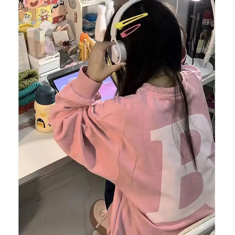 Áo Nỉ Hở Đầu Đường Phố Mỹ Phong Cách Instagram Lười Biếng, Dành Cho Nữ, Thương Hiệu Hợp Xu Hướng, Thích Hợp Cho Mùa Thu Và Mùa Đông, Phong Cách Hàn Quốc, Độc Đáo Cho Học Sinh, Dài Tay, Dáng Rộng Vừa Vặn, Được Thu Thập Bởi 1009 Người