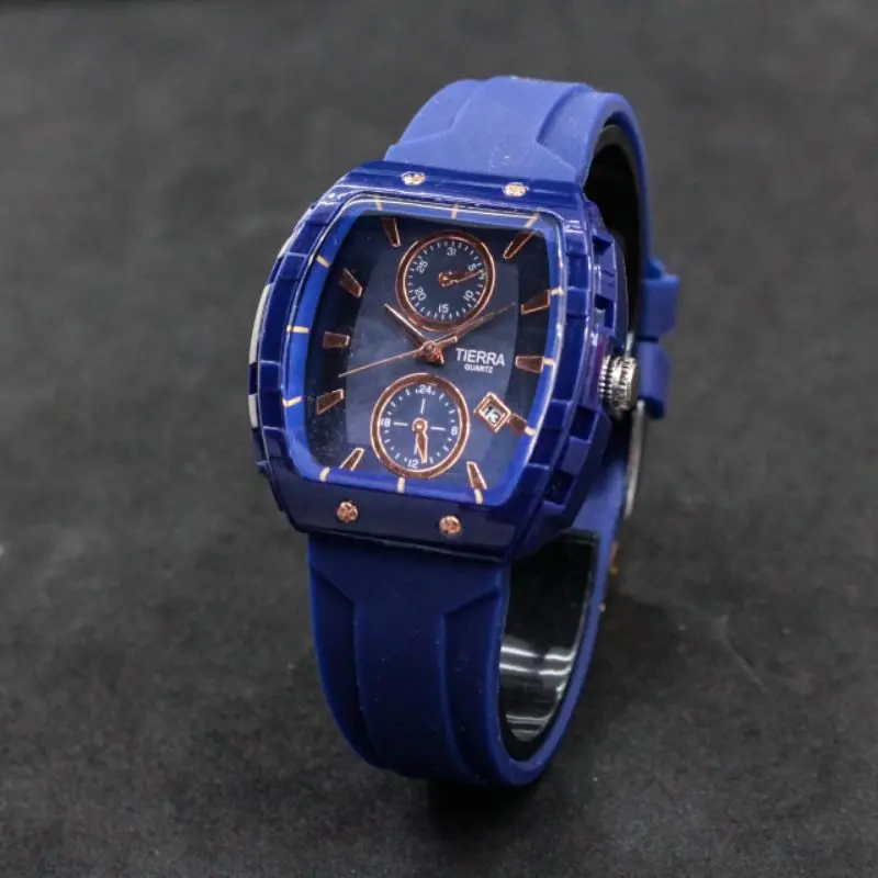 JAM TANGAN WANITA TIERRA TR-2202 FASHION ORI TANGGAL AKTIF TALI RUBBER 1