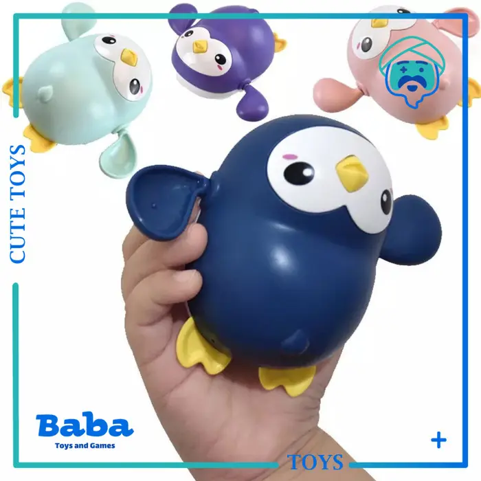 Mainan Mandi Bayi Anak Bath Toy Inersia Bentuk Penguin Berenang 4