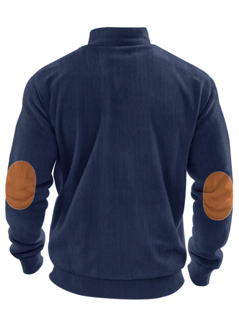 Product Introduction of Men's Colorblock Patchwork Half Zip Sweatshirt, Regular Fit Casual Retro Long Sleeve Collared Pullover for Spring & Fall, Fashion Men's Top for Daily Wear, Hoodie 8
