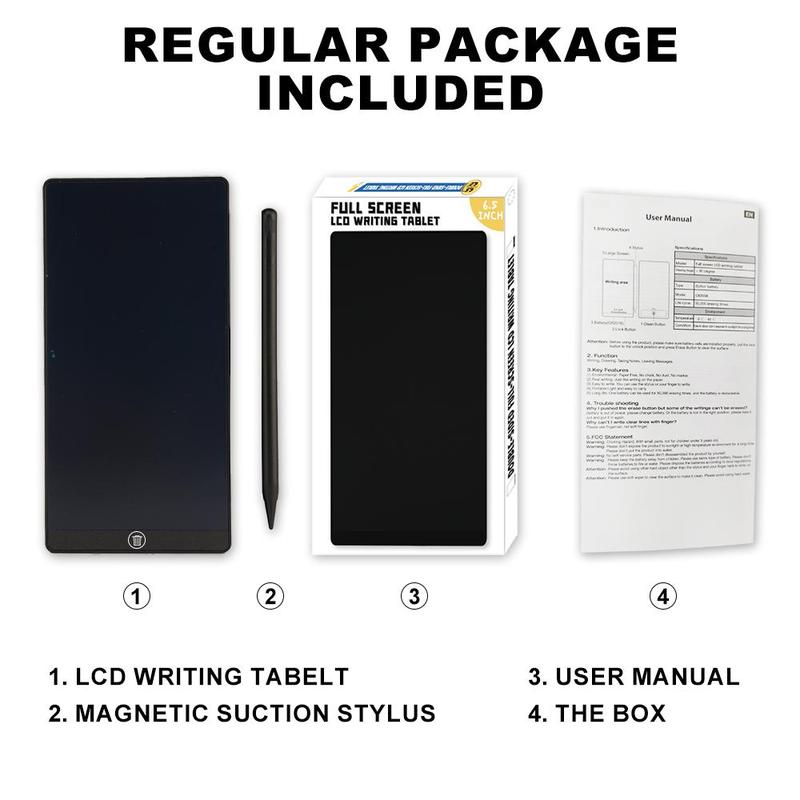 6.5 Inch LCD Writing Tablet, One-click Erase Portable Writing Tablet with 0.5mm Ultra-fine Pen, Anti-fingerprint Anti-blue Light Eye Protect Writing Tablet, Black Digital Writing Tablet, Tablet Drawing 4