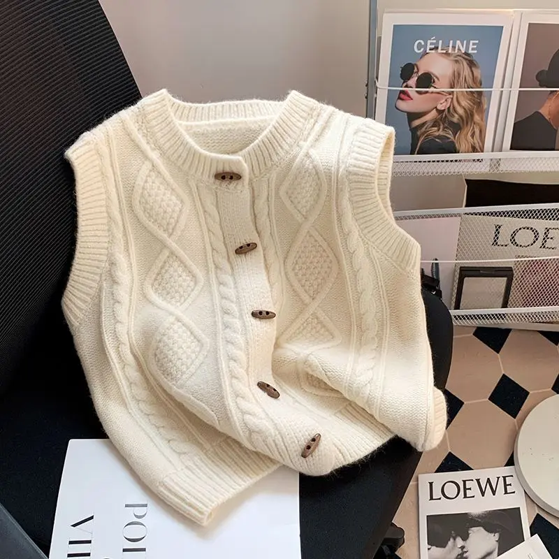 Áo Vest Dệt Kim Xoắn, Phong Cách Thường Ngày Dành Cho Nữ, Hàng Mới Về Mùa Thu Và Mùa Đông, Váy Băng Quấn Áo Len Không Tay Có Thể Mặc Ngoài Trời, Áo Ghi Lê, Quần Áo Nữ