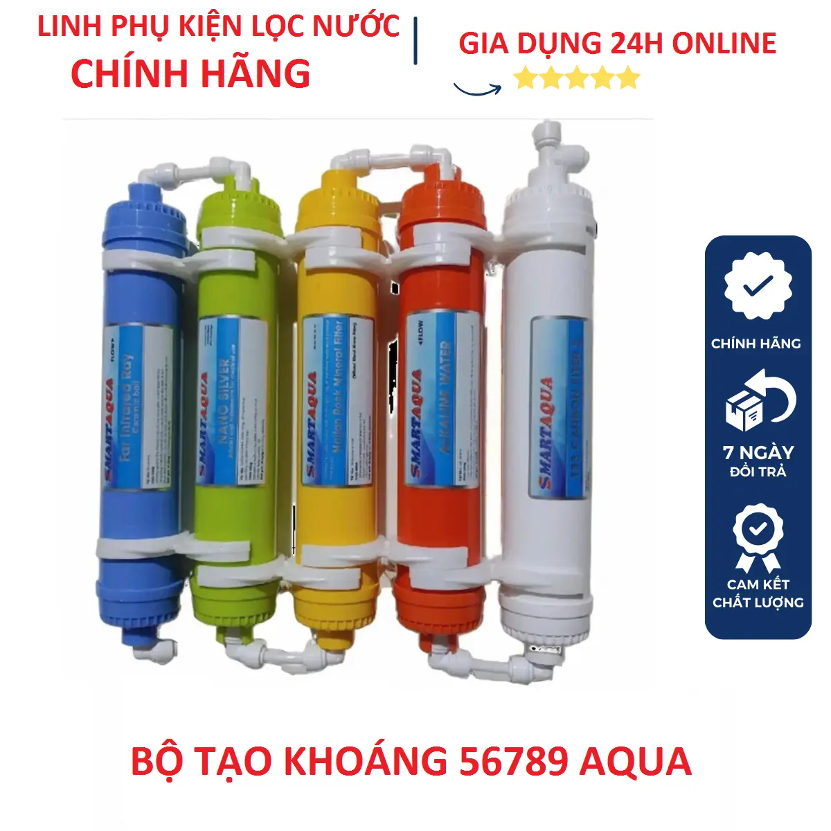 Bộ 5 lõi tạo khoáng 5,6,7,8,9 SMART AQUA   hàng chuẩn lắp được cho các loại máy RO